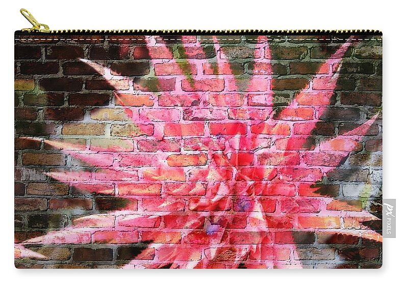 Floral Zip Pouch featuring the mixed media Bromeliad On The Wall by Leanne Seymour