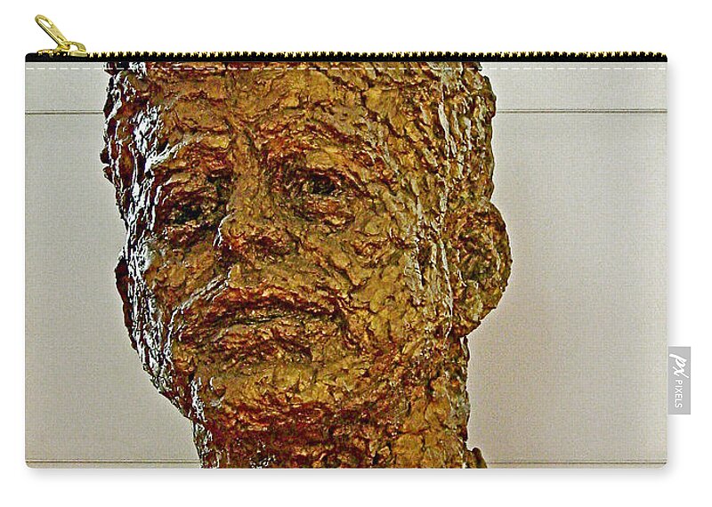 Bronze Sculpture Of President Kennedy In Kennedy Center In Washington D C Zip Pouch featuring the photograph Bronze Sculpture of President Kennedy in the Kennedy Center in Washington D C by Ruth Hager