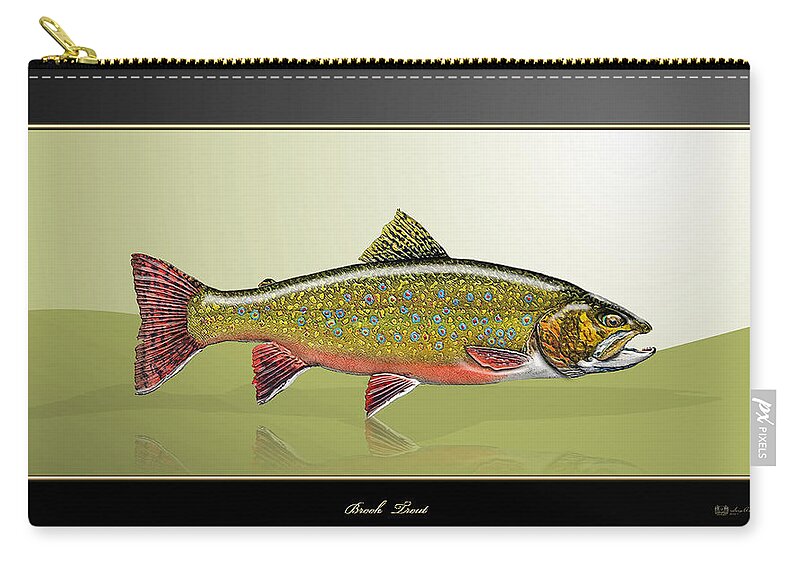 'fishing Corner' Collection By Serge Averbukh Zip Pouch featuring the digital art Brook Trout by Serge Averbukh