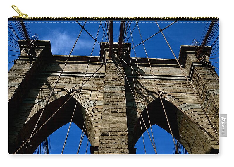 Bridge Zip Pouch featuring the photograph Brooklyn Bridge NY by Gregory Merlin Brown
