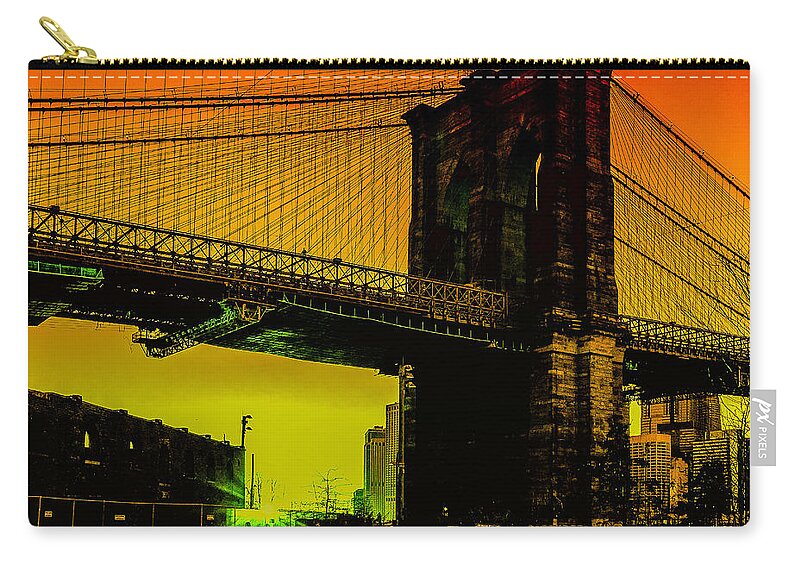 Brooklyn Zip Pouch featuring the photograph Brooklyn Bridge Pop by Alissa Beth Photography