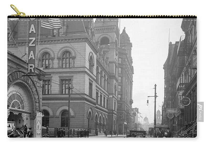 1906 Zip Pouch featuring the photograph Brooklyn Post Office by Granger