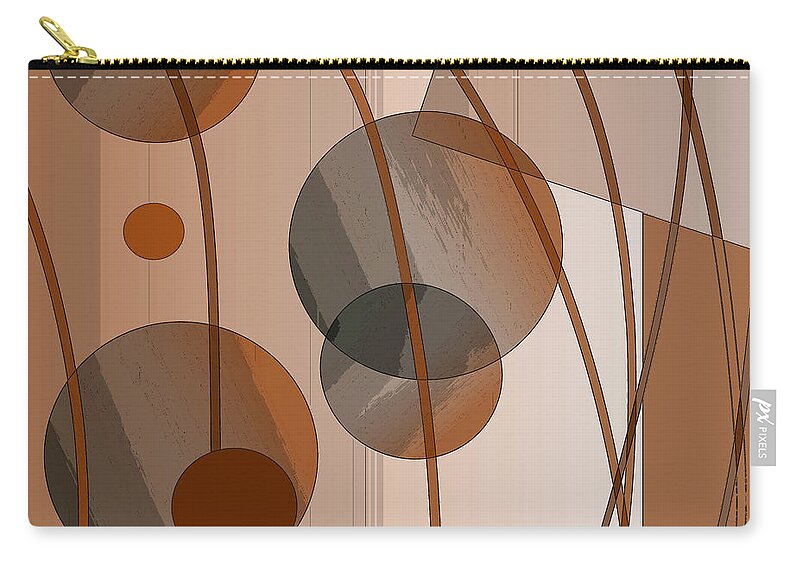 Brown Zip Pouch featuring the digital art Brown Geometric by Mary Bedy