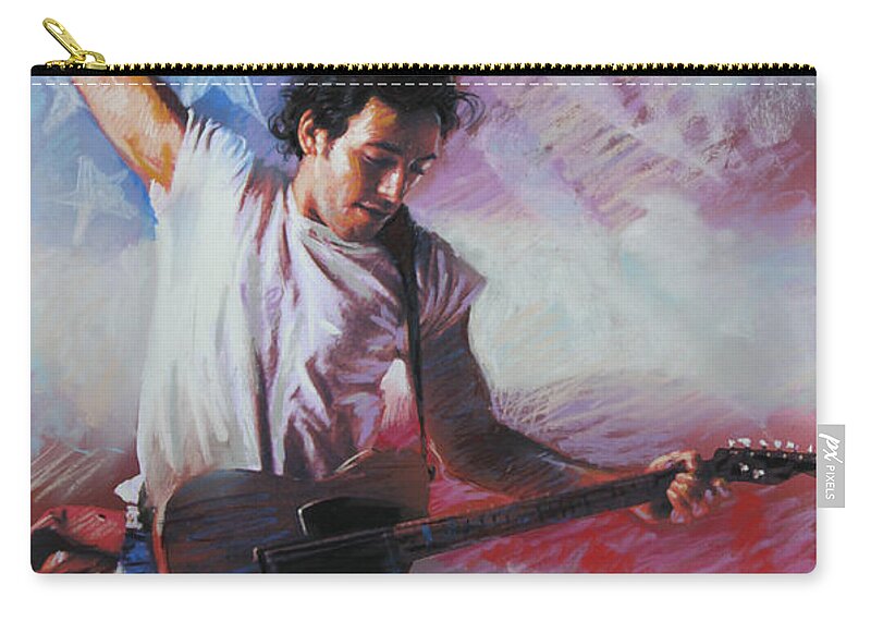 Singer Zip Pouch featuring the mixed media Bruce Springsteen The Boss by Viola El