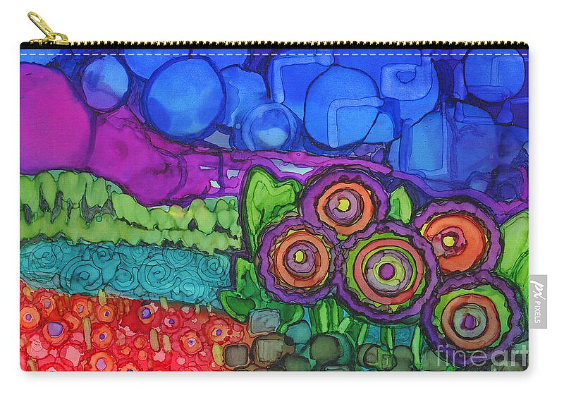 Alcohol Ink Zip Pouch featuring the painting Bubble Sky by Vicki Baun Barry
