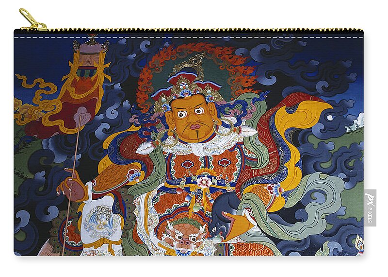 Art Zip Pouch featuring the painting Buddhist Mural At Hemis Monastery, India by George Holton