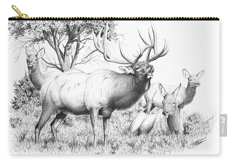 Bull Zip Pouch featuring the painting Bull and Harem by Darcy Tate