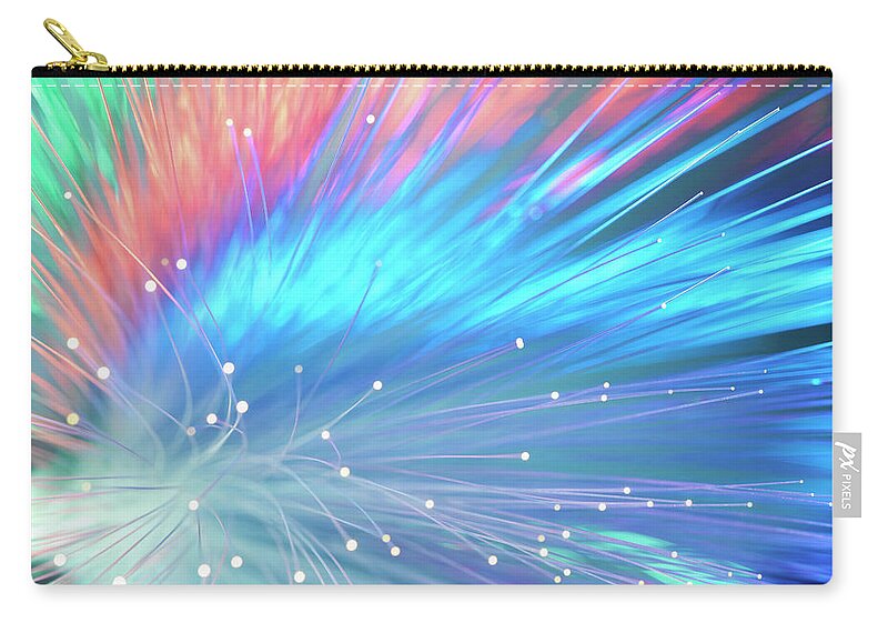 Internet Zip Pouch featuring the photograph Bundle Of Fibre Optics Used To Send Data by Andrew Brookes