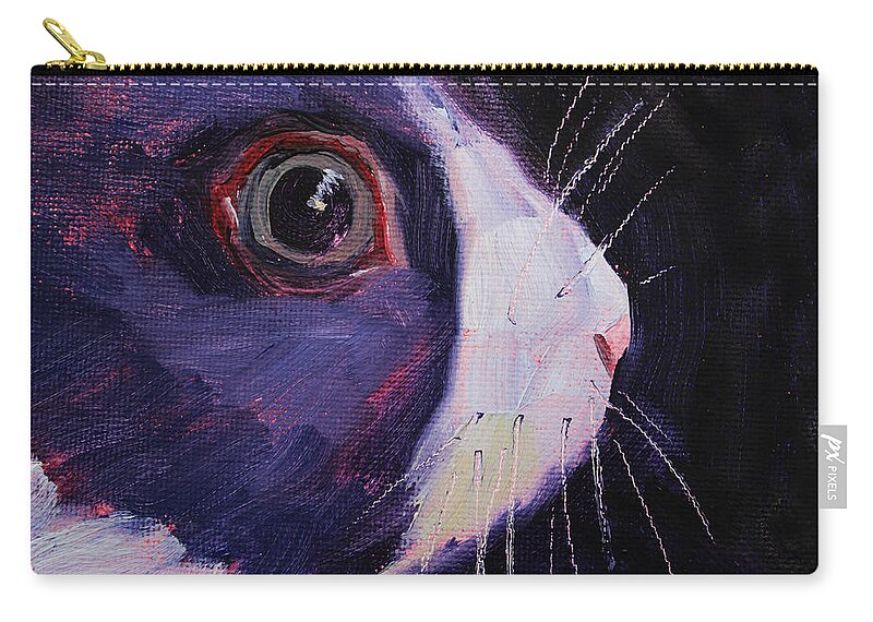 Rabbit Zip Pouch featuring the painting Bunny Thoughts by Nancy Merkle