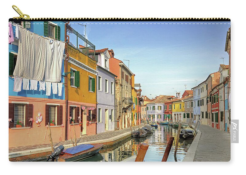 Hanging Zip Pouch featuring the photograph Burano Colored Homes by Digitaler Lumpensammler