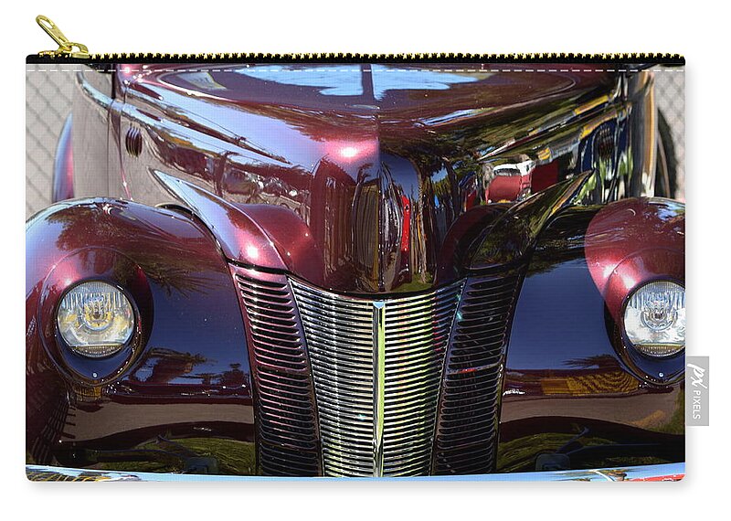  Zip Pouch featuring the photograph Burgandy Hotrod by Dean Ferreira