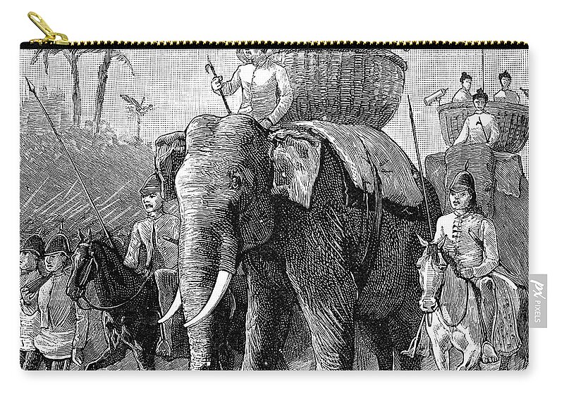 1885 Zip Pouch featuring the painting Burma Army, 1885 by Granger