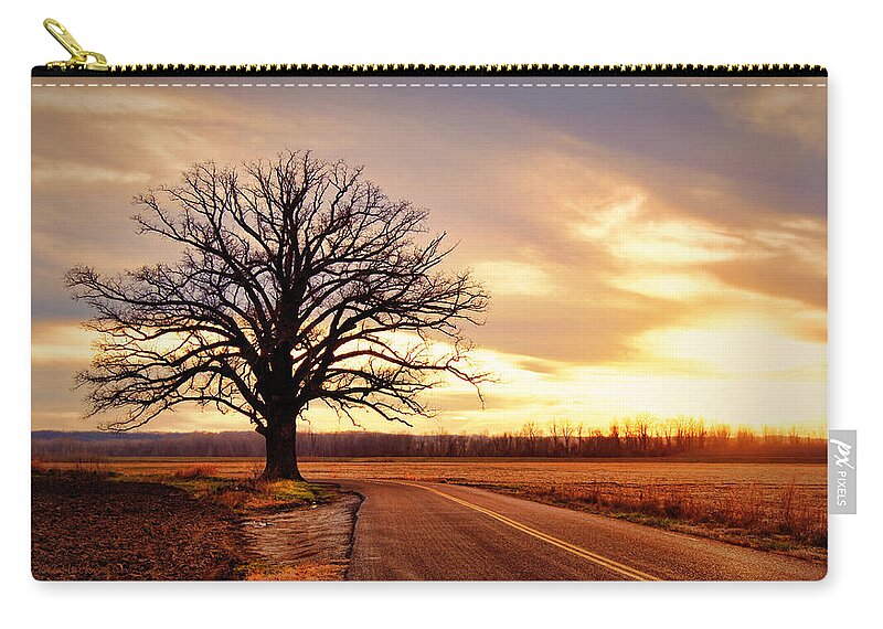 Old Zip Pouch featuring the photograph Burr Oak Silhouette by Cricket Hackmann