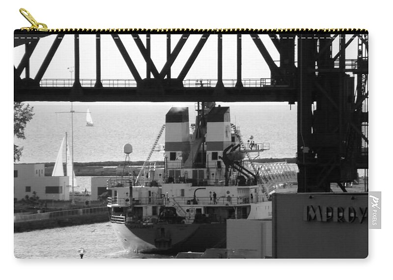 Ship Zip Pouch featuring the photograph Busy Waterway by Wendy Gertz