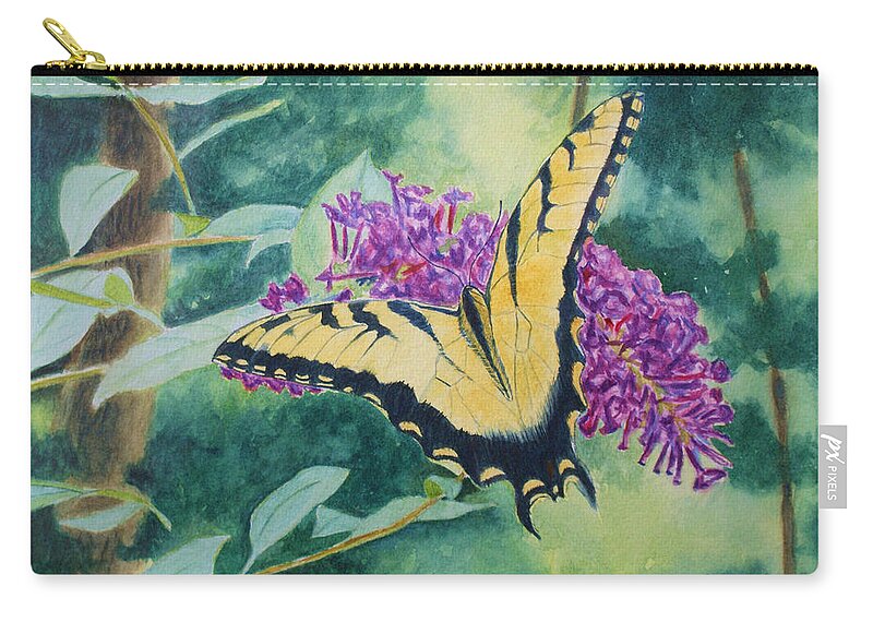 Butterfly Zip Pouch featuring the painting Butterfly Bush by Jill Ciccone Pike