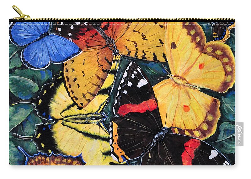 Butterfly Zip Pouch featuring the painting Butterfly Kisses by Gail Butler