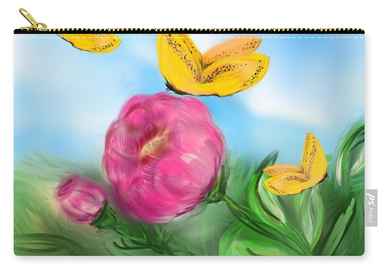 Floral Zip Pouch featuring the digital art Butterfly Triplets by Christine Fournier