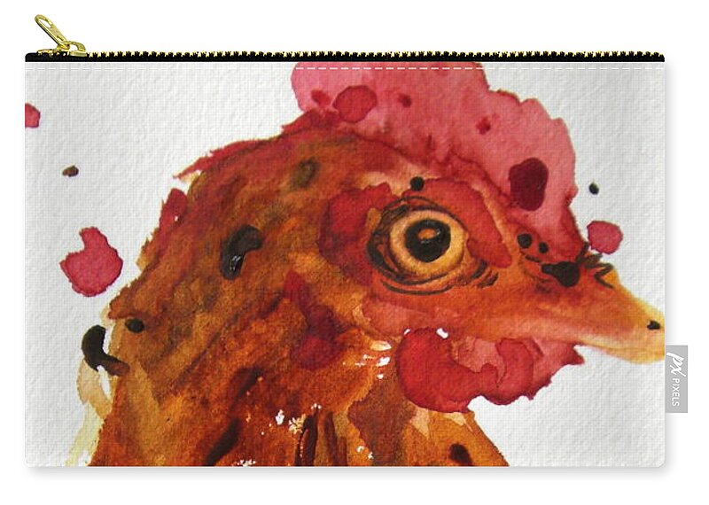 Rooster Zip Pouch featuring the painting Buzz by Dawn Derman