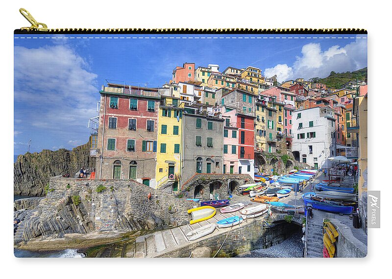 Europe Zip Pouch featuring the photograph By the Harbor in Riomaggiore by Matt Swinden