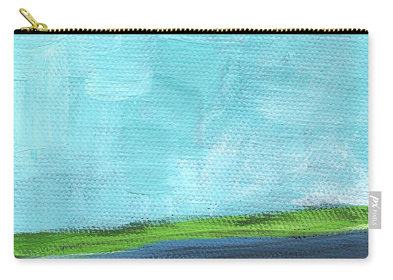 River Zip Pouch featuring the painting By The River- abstract landscape painting by Linda Woods