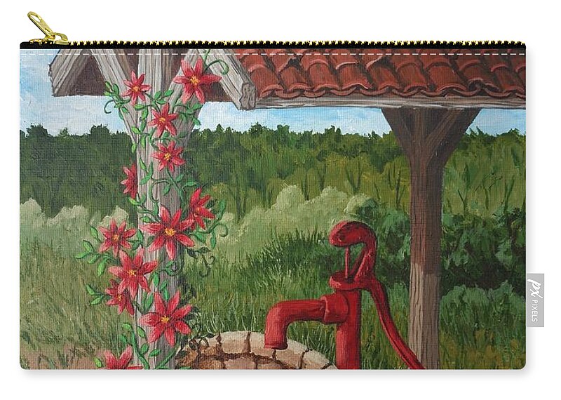 Print Zip Pouch featuring the painting By the Water Pump by Katherine Young-Beck