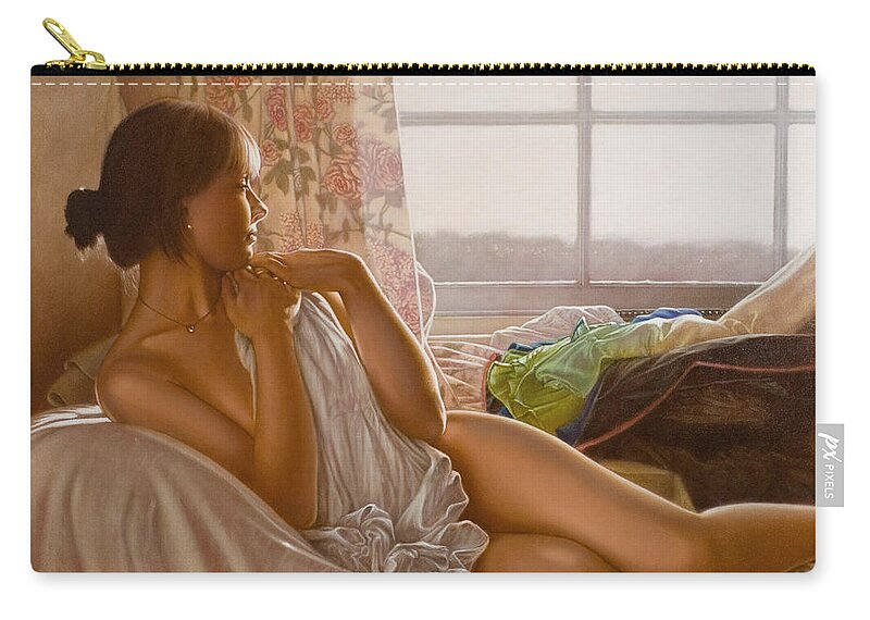 Paintings Zip Pouch featuring the painting By the window by John Silver