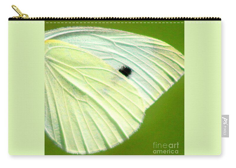 Butterfly Zip Pouch featuring the photograph Cabbage White Butterfly Wing Square by Karen Adams