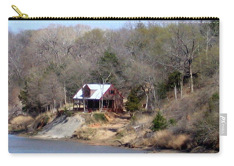 Red River Zip Pouch featuring the photograph Cabin on the Red River by Amy Hosp