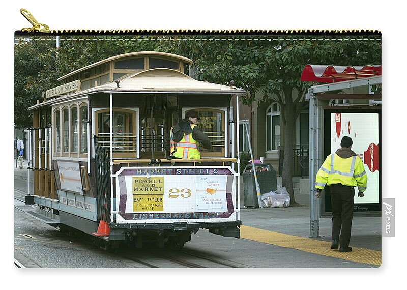 Photograph Zip Pouch featuring the photograph Cable Car At Fisherman's Wharf by Christopher Winkler