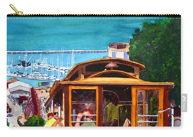 San Francisco Zip Pouch featuring the painting Cable Car No. 17 by Mike Robles