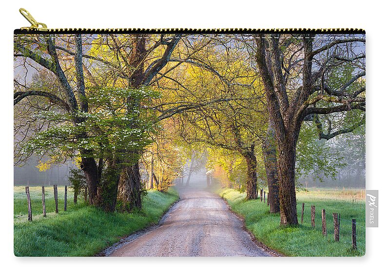 Cades Cove Zip Pouch featuring the photograph Cades Cove Great Smoky Mountains National Park - Sparks Lane by Dave Allen