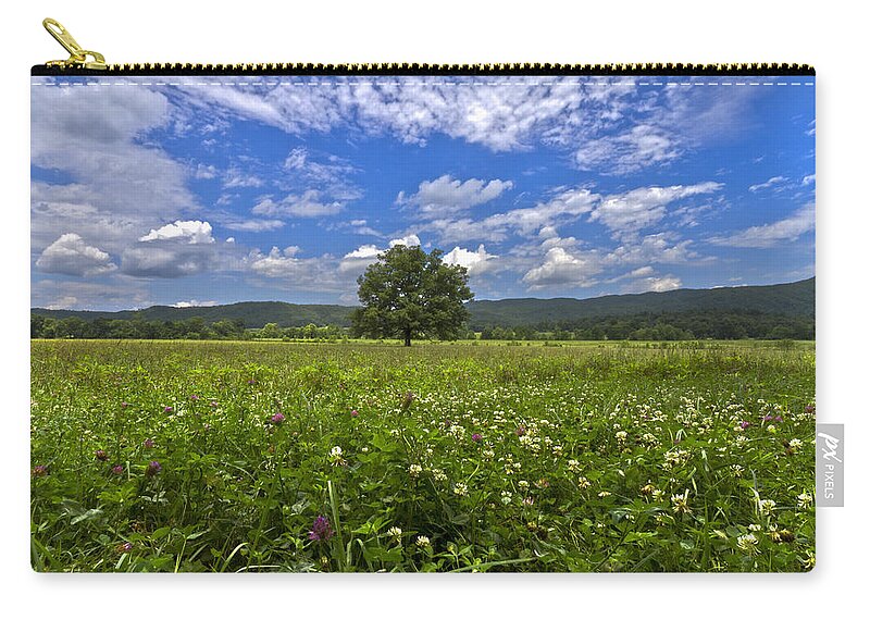 Cades Zip Pouch featuring the photograph Cades Cove in the Summer by Debra and Dave Vanderlaan