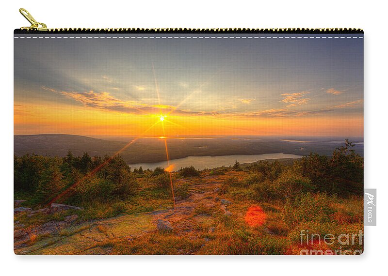 Maine Zip Pouch featuring the photograph Cadillac Mountain Sunset Acadia National Park Bar Harbor Maine by Wayne Moran