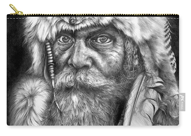 Pierre Zip Pouch featuring the drawing Caesar of the Wilderness by Peter Williams
