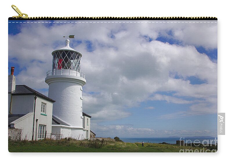 Tenby Zip Pouch featuring the photograph Caldey Island Lighthouse by Jeremy Hayden