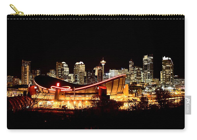 Canada Zip Pouch featuring the photograph Calgary Alberta Canada Skyline by Mark Duffy