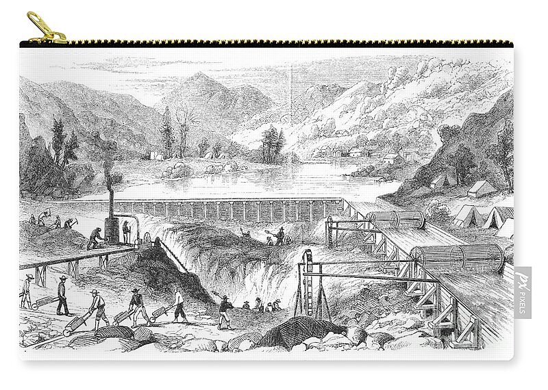 1860 Zip Pouch featuring the photograph California Gold Rush by Granger