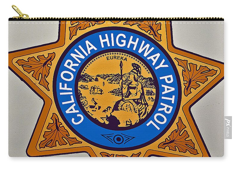 Sign Zip Pouch featuring the photograph California Highway Patrol #1 by Tikvah's Hope