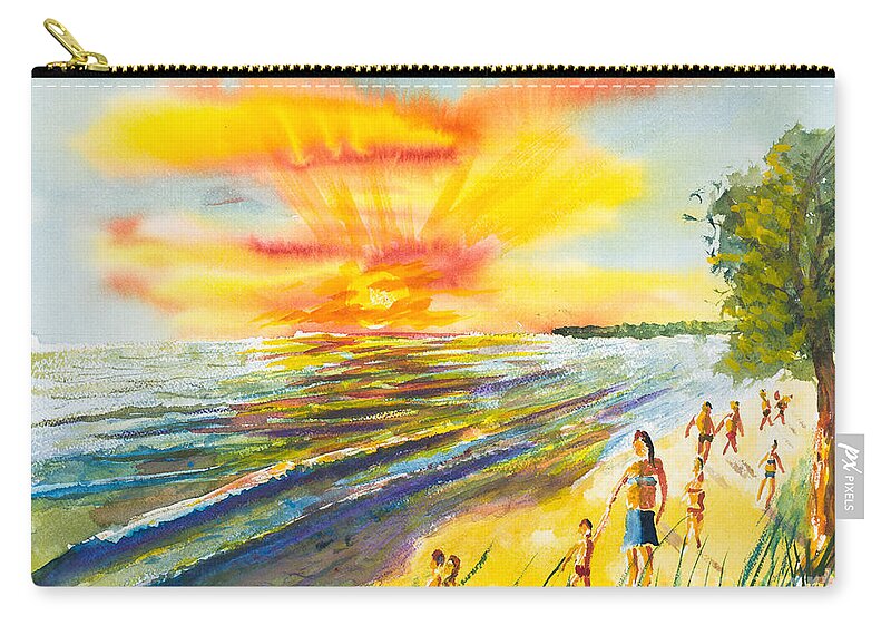Nature Zip Pouch featuring the painting California Sunset by Walt Brodis
