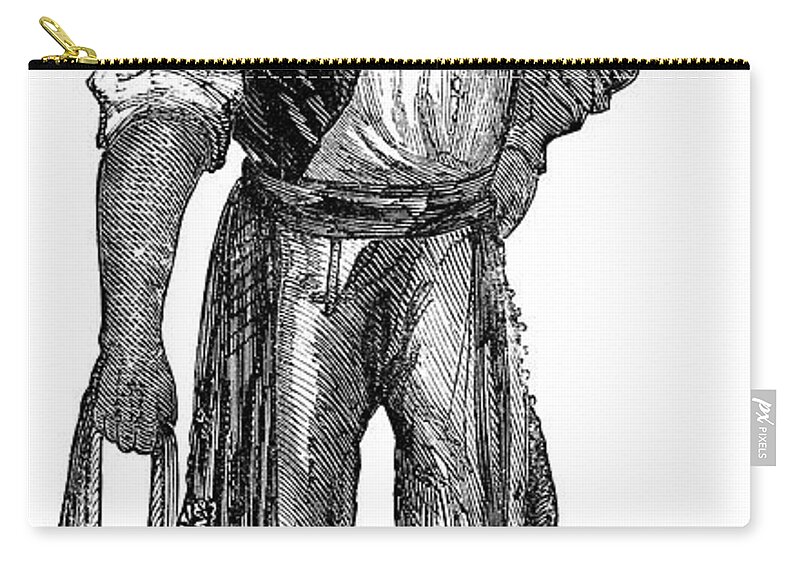 1852 Zip Pouch featuring the drawing California - Vaquero, 1852 by Granger