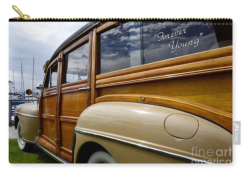 Car Zip Pouch featuring the photograph California Woodie Forever Young by Bob Christopher