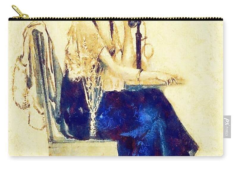 Vintage Zip Pouch featuring the digital art Call me by Charmaine Zoe