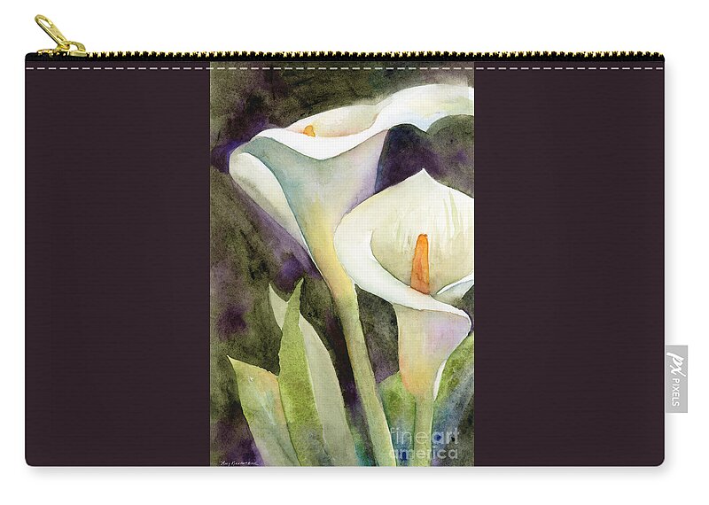 Zantedeschia Zip Pouch featuring the painting Calla Lilies by Amy Kirkpatrick