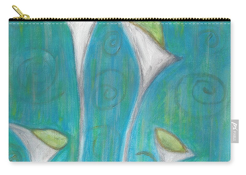 Calla Lilies Zip Pouch featuring the painting Calla Lilies by Carol Eliassen