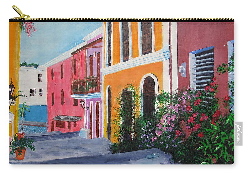 Old San Juan Carry-all Pouch featuring the painting Callejon En El Viejo San Juan by Luis F Rodriguez