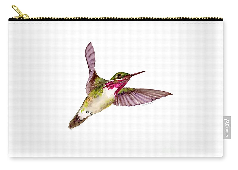 Bird Zip Pouch featuring the painting Calliope Hummingbird by Amy Kirkpatrick