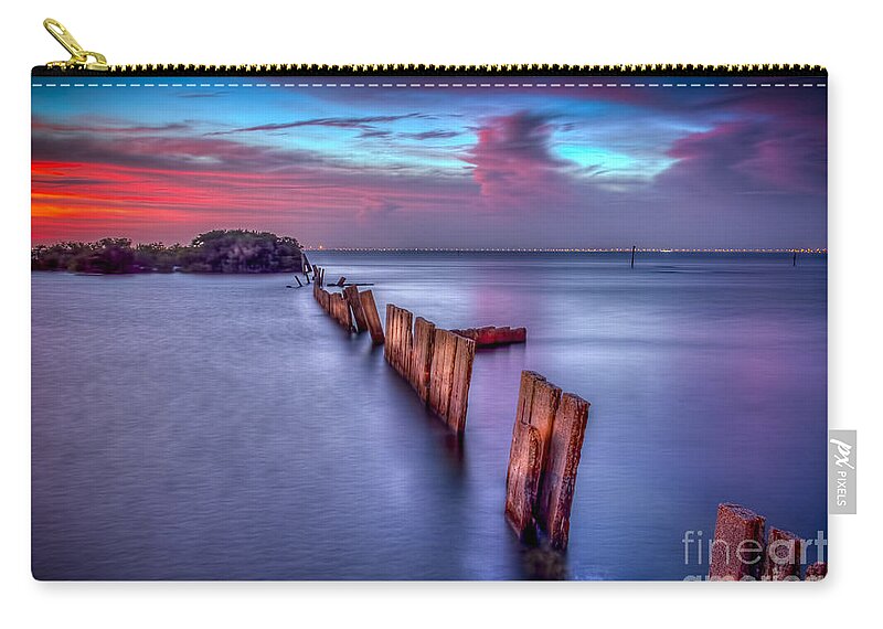Gandy Bridge Zip Pouch featuring the photograph Calm Before The Storm by Marvin Spates