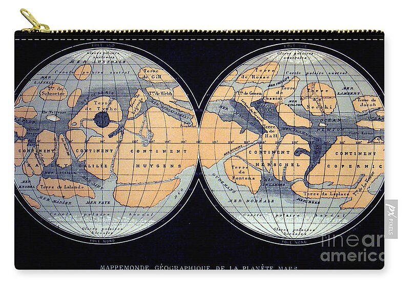 Science Carry-all Pouch featuring the photograph Camille Flammarion Mars Map 1876 by Science Source