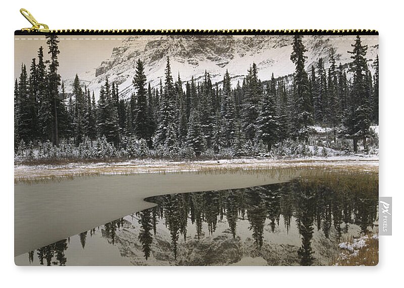00170867 Zip Pouch featuring the photograph Canadian Rockies Dusted with Snow by Tim Fitzharris