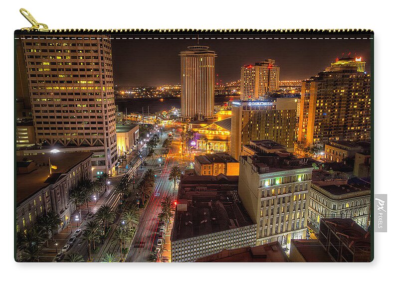 Tcanal Street Zip Pouch featuring the photograph Canal Street at Night by Tim Stanley